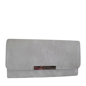 Tahari Light Gray Marbled Leather Large Tri Fold Wallet